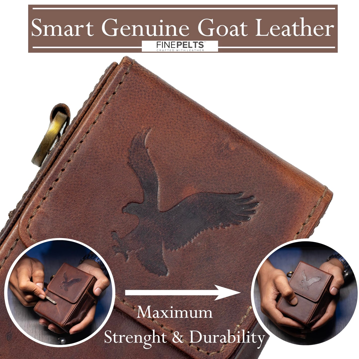 Truffle Brown Leather Flip Top Cigarette Case - Luxury Holder for Women & Men, Up to 100s Cigarette, Pack Holder with Fastener & Side Pocket for BIC Lighter