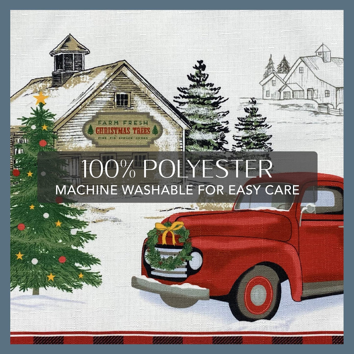 Elrene Home Fashions Vintage Truck Christmas Tree Farm Wrinkle Resistant Tablecloth, 60"X144", Rectangle