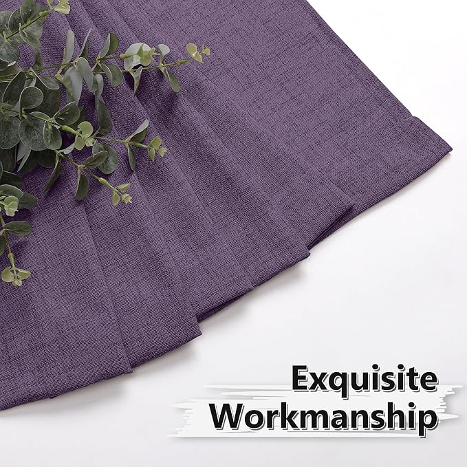Tollpiz Linen Curtain Living Room Rod Pocket Semi Sheer Curtains Burlap Light Filtering Thick Linen Drape for Bedroom, 54 x 72 inches Long, Royal Purple, Set of 2 Panels
