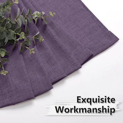 Tollpiz Linen Curtain Bedroom Rod Pocket Semi Sheer Curtains Burlap Light Filtering Thick Linen Drape for Living Room, 38 x 84 inches Long, Royal Purple, Set of 2 Panels