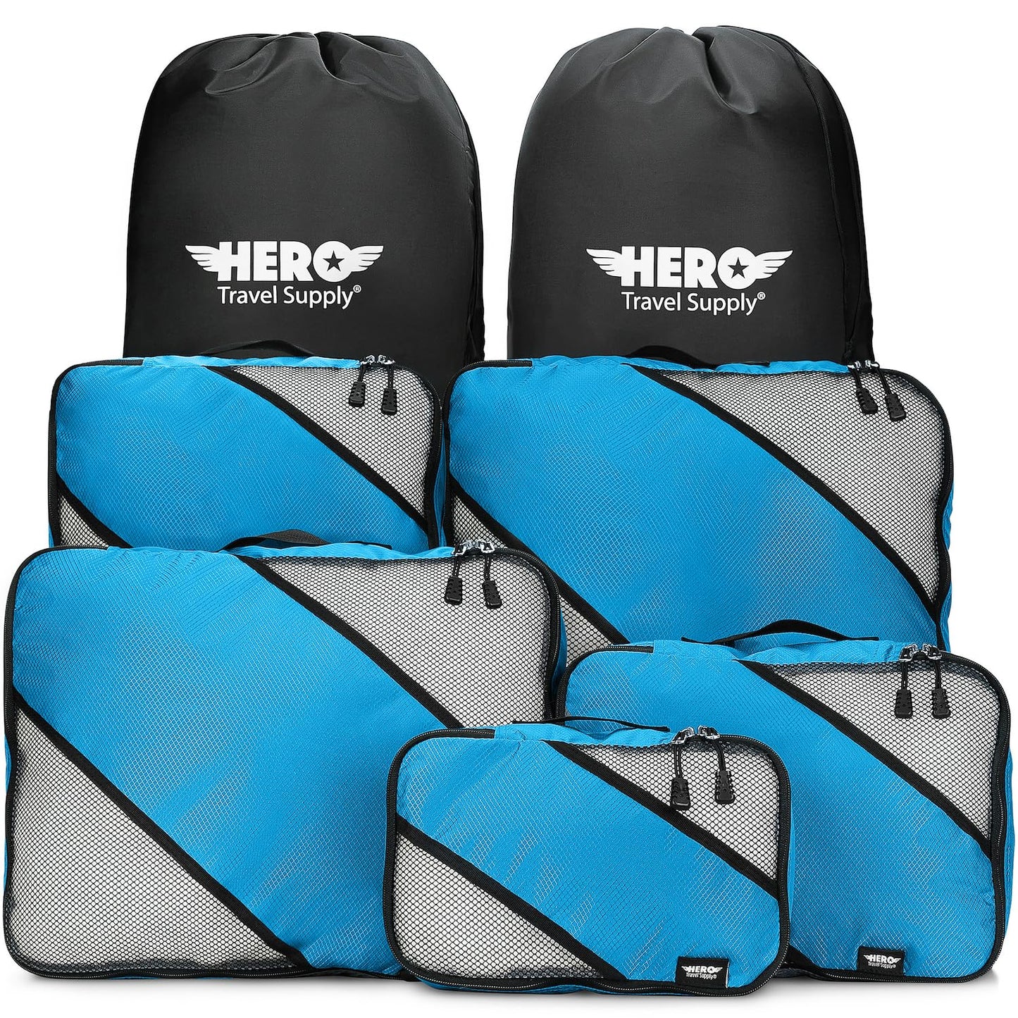 HERO Packing Cubes for Travel (Set of 5) Luggage Organizer with 2 Laundry Bags, Versatile Suitcase Organizer for Men & Women – Travel Accessories for Carry On, Airplane, Road Trip