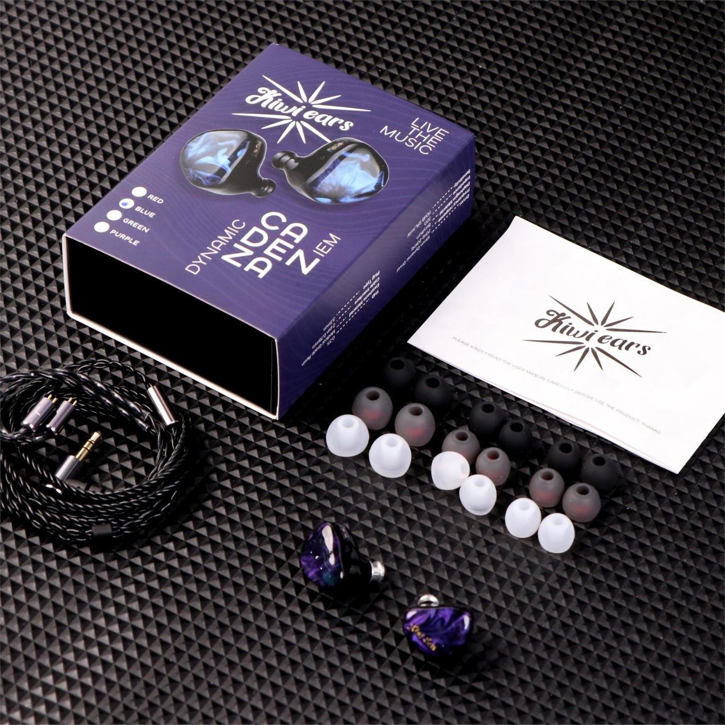 Linsoul Kiwi Ears Cadenza 10mm Beryllium Dynamic Driver IEM 3D Printed with Detachable Interchangeable Plug 0.78 2pin 3.5mm IEM Cable for Musician Audiophile (Purple)
