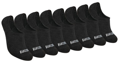 Saucony Women's Performance 8, 16 Pairs No Show Cushioned Invisible Liner Socks, S-L, Black Basic (8 Pairs), Small