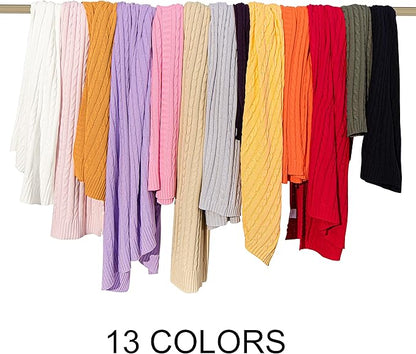 NTBAY 100% Pure Cotton Twin (60x80) Cable Knit Throw Blanket, Super Soft Warm Knitted Blanket for Bed, Sofa, Chair, Couch - Extra Cozy, Machine Washable, Comfortable Home Decor, Grey