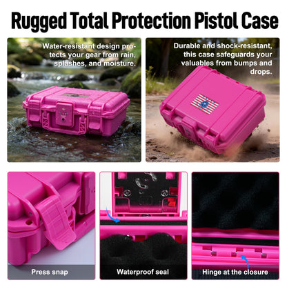 Kinghardcase TSA Approved Pistol Case for Smith & Wesson – Lockable Hard Handgun Case for Travel & Home Storage – Fits M&P 2.0 Full Size & M&P9 Shield Plus with Optic & Tactical Light (Pink)