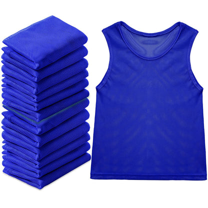 Sintege 12 Pcs Soccer Pinnies Pennies Jersey Scrimmage Vest Sports Practice Jersey Mesh Basketball Vest for Youth Adult Kids(Small,Dark Blue)