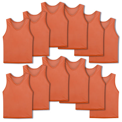 SPTEHW Scrimmage Vests Pinnies Team Practice Jerseys for Kids,Youth and Adult Sports Soccer,Football,Basketball(12 Pack)（Orange,XL）