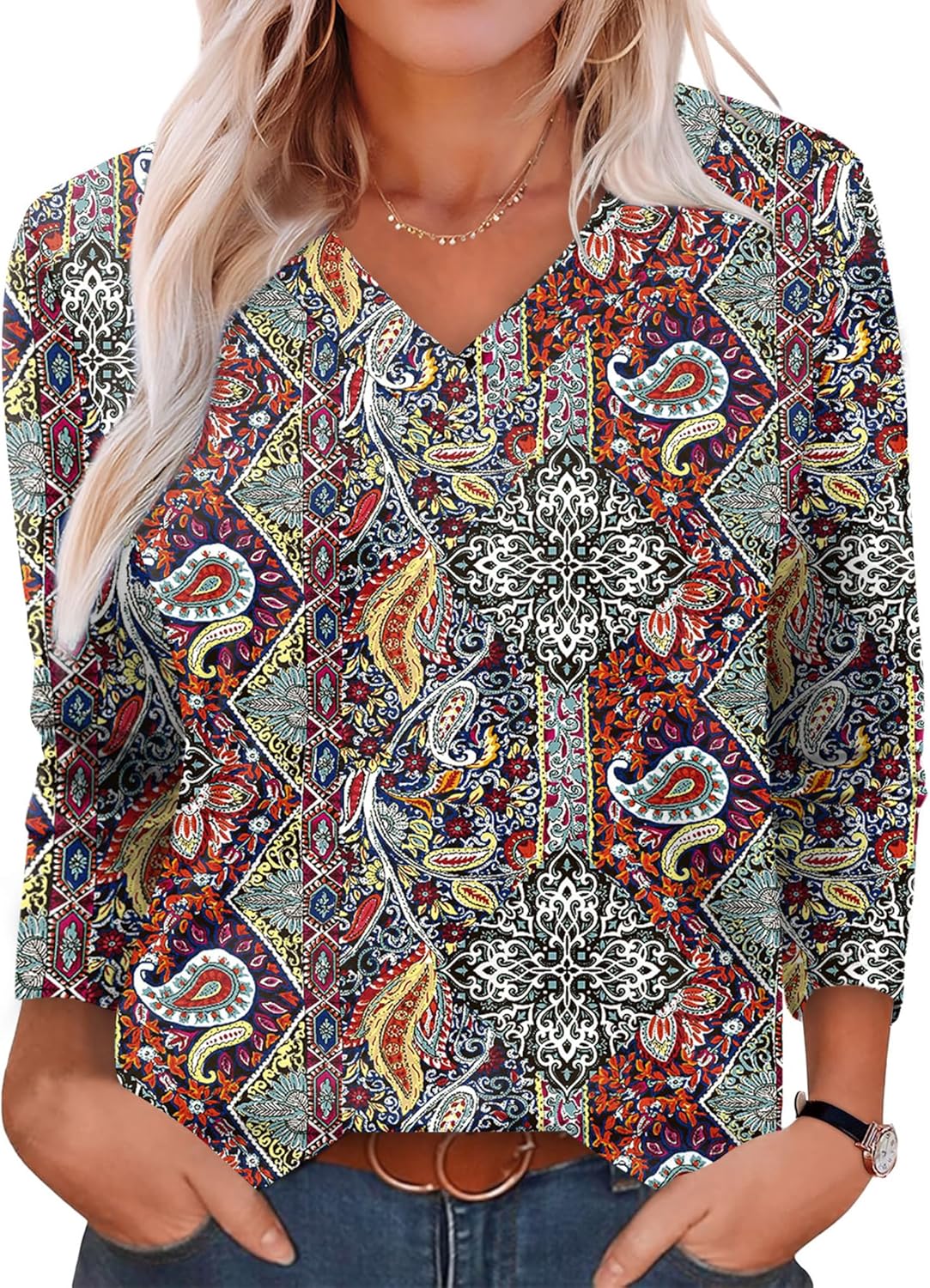 XIEERDUO Long Sleeve Shirts for Women V Neck Fall Tops Basic Tunic Tops Loose Fit Dressy 2025