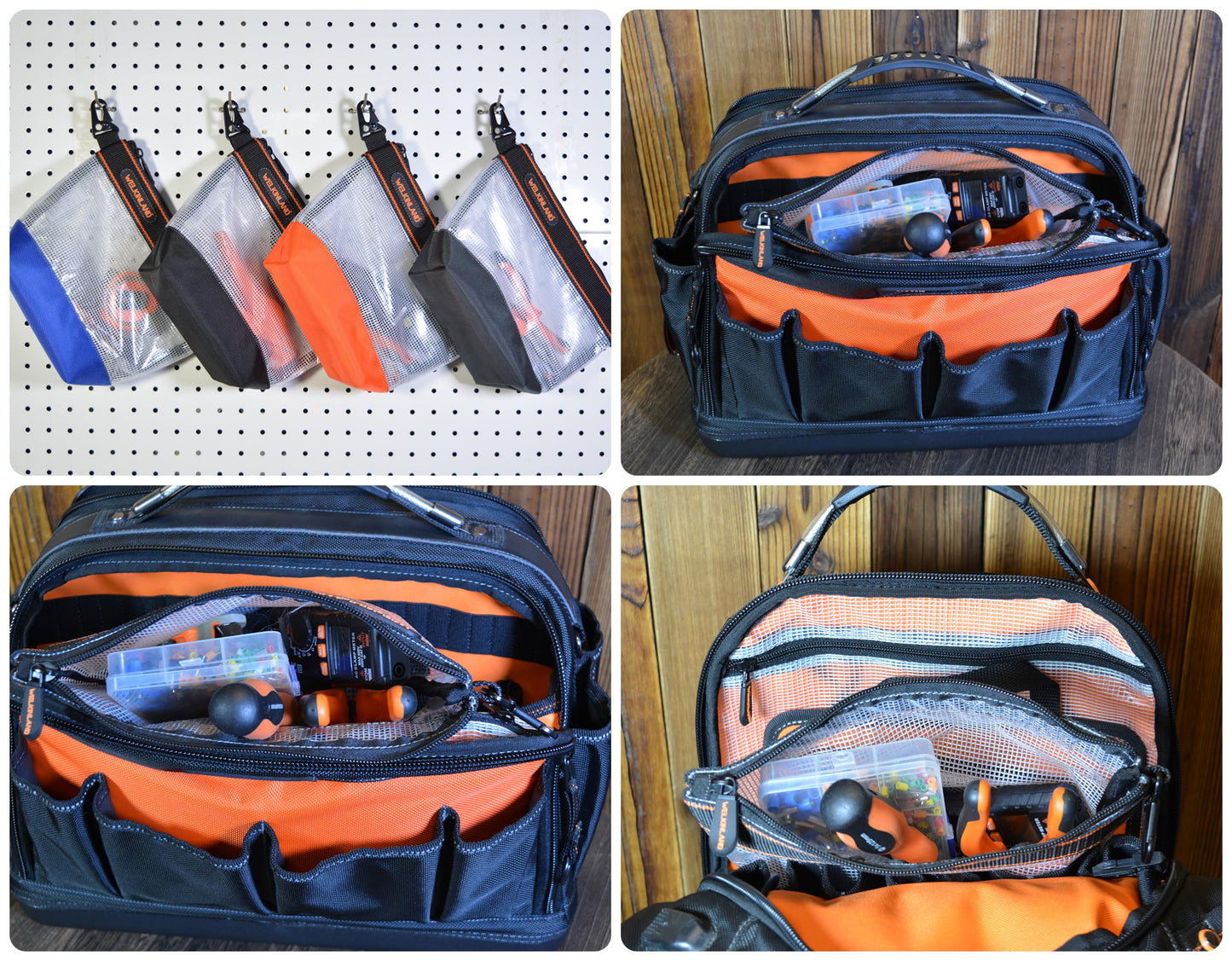 WELKINLAND 10-Inch Clear Tool Pouch Organizer - 4 Pcs Zipper Tool Bags