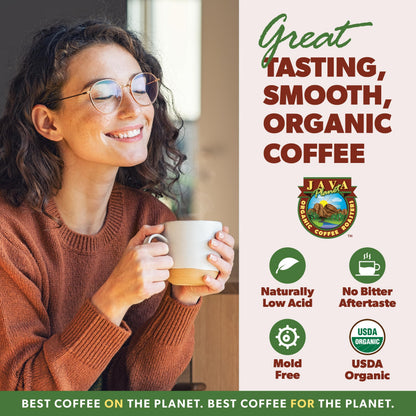 Low Acid Organic Coffee – Whole Bean, Mold-Free & Stomach Friendly by Java Planet, Colombian Single Origin Coffee, Medium Dark Roast, Smooth Full Flavored, 1LB Bag