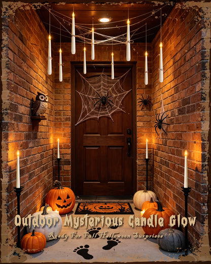 Meigic 20PCS Floating Candles with Wand Remote, Flameless Hanging Taper Candles with Flickering Warm Light, Battery Operated Magic Candles for Halloween Indoor Ceiling Decor, Hallway, Bedroom, Party
