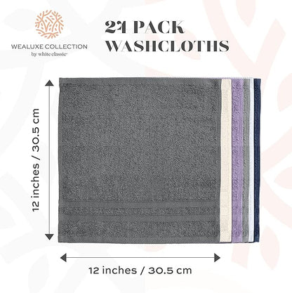White Classic Wealuxe Multi Washcloths 24 Pack