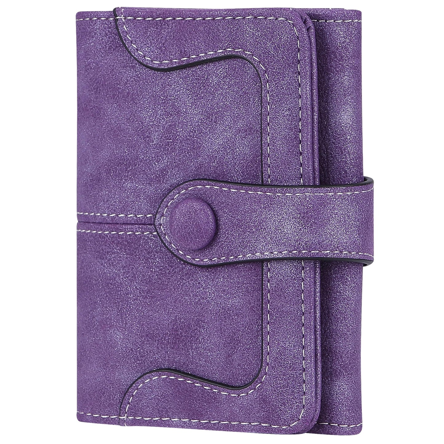 Cynure Women's Leather Bifold Credit Card Wallet Short Compact Wallet with Zipper Pocket, purple