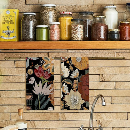Abstract Floral Kitchen Dish Towels