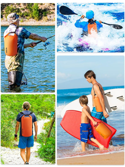 HEETA Waterproof Dry Bag for Women Men, Roll Top Lightweight Dry Storage Bag Backpack with Emergency Whistle for Travel, Kayaking, Boating, Camping, Beach, Cruise Ship Essentials (Orange, 20L)