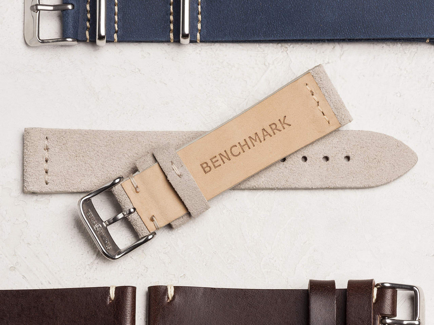 Benchmark Basics Black 18mm Suede Watch Strap - Vintage Leather Watch Band for Men & Women - Compatible with Regular & Smart Watches