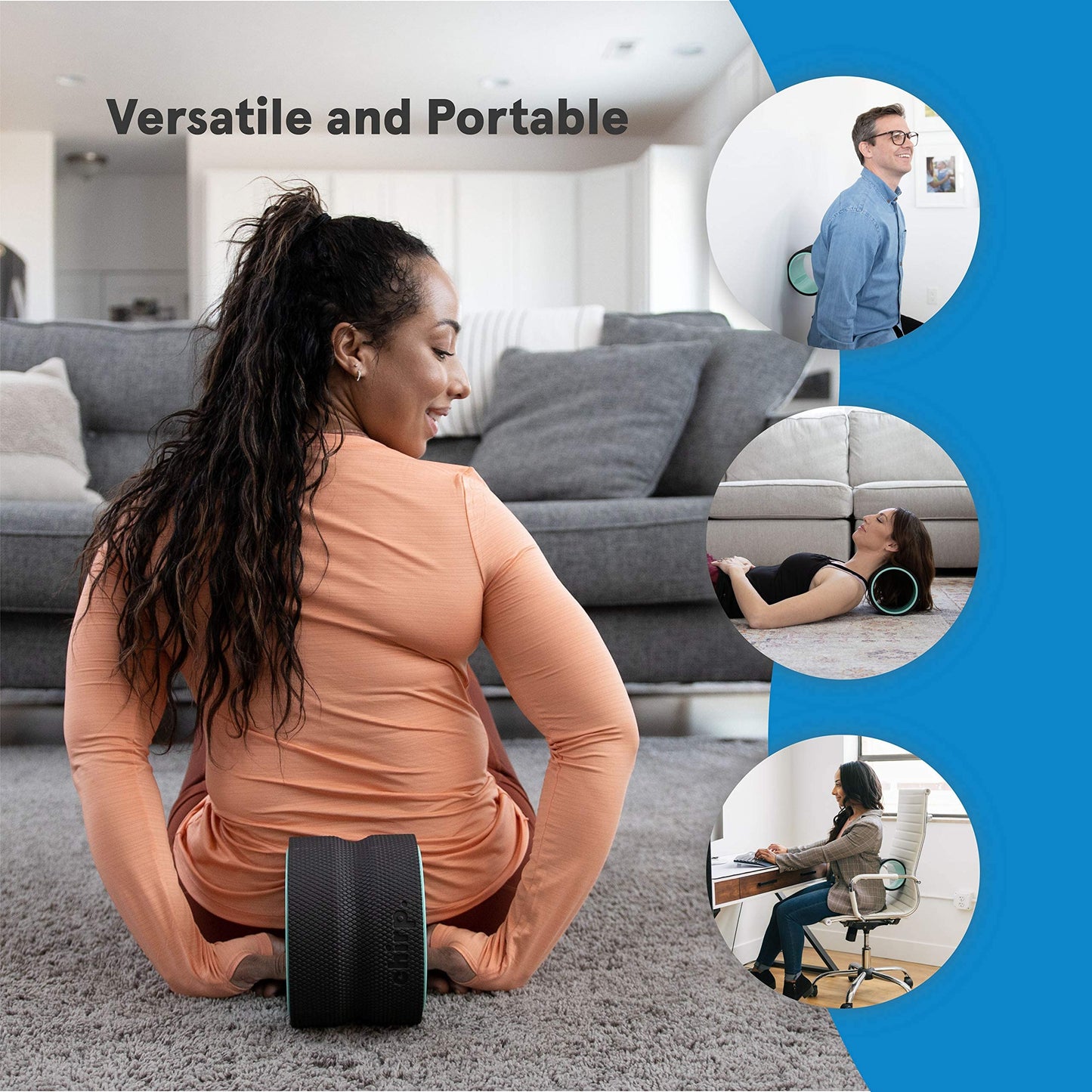 Chirp Wheel Foam Roller - Targeted Back & Neck Pain Relief, Muscle Massage, Trigger Point Therapy, High-Density Foam Tool for Physical Therapy, Stretching & Exercise, 500lbs Capacity, 6 Inch Mint
