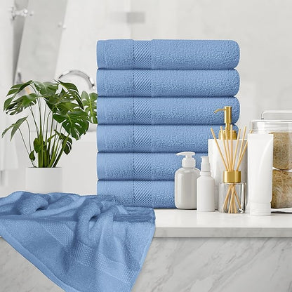 White Classic Luxury Light Blue Hand Towels