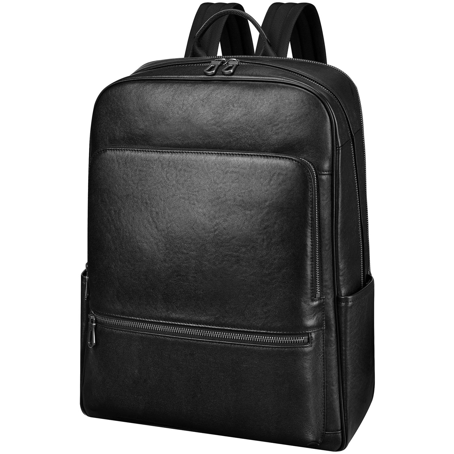 Colins Keirs Large Black Leather Backpack for Men, Minimalist Luxury Executive Computer Backpack for Men, 17.3 Inch Genuine Leather Laptop Backpack for Travel Work Business