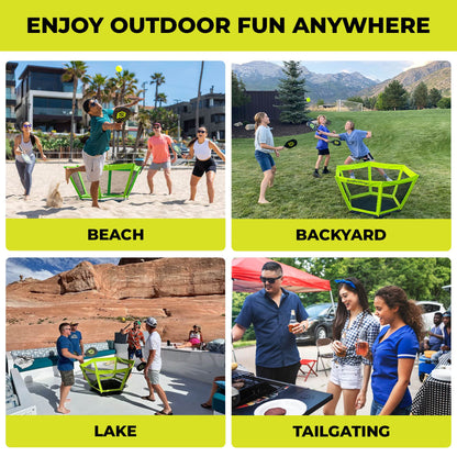 PaddleSmash - Pickleball Yard Game, As Seen on Shark Tank - Beach, Backyard, Lawn, Outdoor Activities for Adults and Family - Easy Assembly, Includes 4 Paddles, 2 Balls & Case