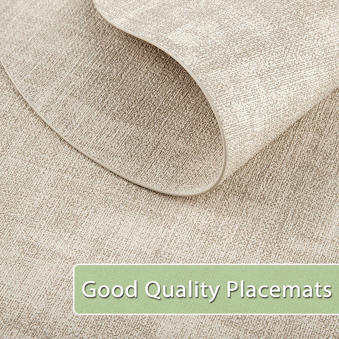 BARTHKIT Placemats for Dining Table Set of 6 Non-Slip, Heat Resistant Oval Leather Placemat Double Layer, Waterproof Table Mats Easy to Clean for Kitchen Dining Room Coffee Office Table, Beige