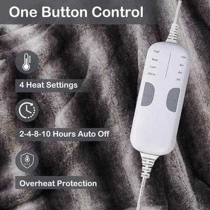 Electric Heated Blanket Full Size 72"x84", Cozy Large Oversized, 5 Heating Levels & 10 Hours Auto Off, Cozy for Bed, Sofa, & Office, Machine Washable, Purple