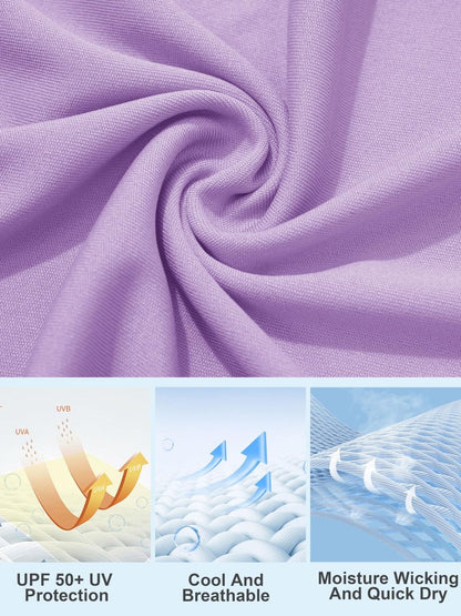 MAGCOMSEN T Shirts for Women UV Shirts for Women Long Sleeve Shirts Summer Running Shirts Women Fishing Shirts Hiking Shirts Workout Shirts for Women Light Purple