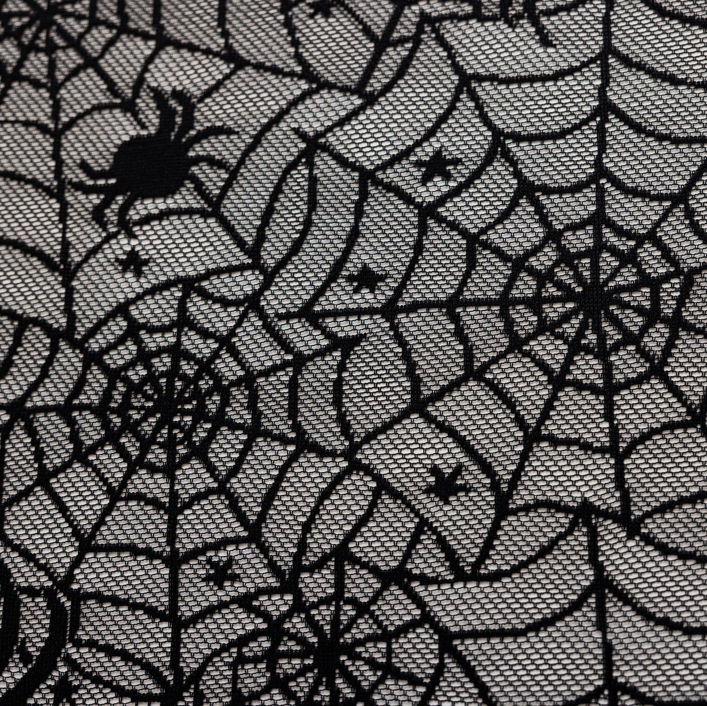 YJ YANJUN Black Lace Curtains 63 inches Length 2 Panels Halloween Goth Curtains for Bedroom Kitchen Spider Webs Halloween Decoration Coffin/Witchy/Gothic Haunted House Decor 55Wx63L Inch
