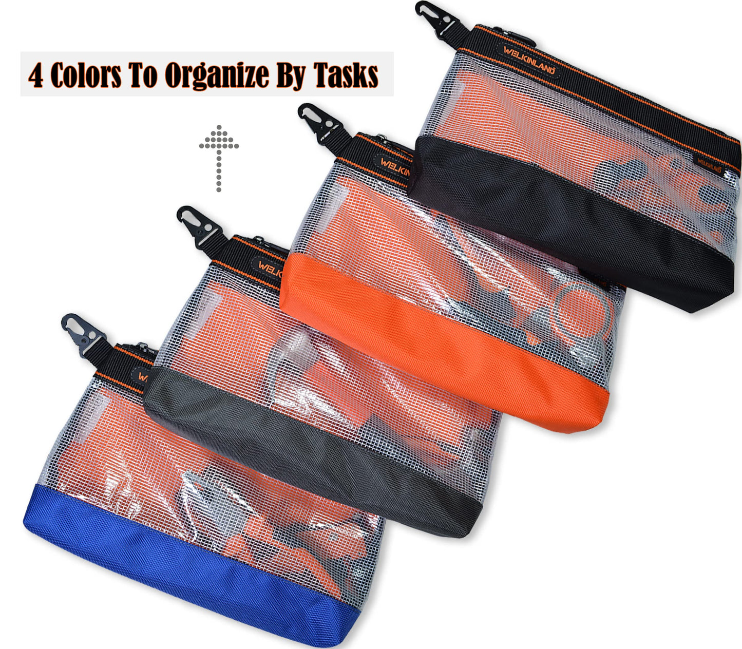 WELKINLAND Clear Tool Pouch, 4PCS Tool pouches, 13" Tools pouch, Zipper tool pouch, Tool pouch bag, Tool bag organizer, Small tool bag, Small tool pouch, Small tool bags, Tool pouches with zipper