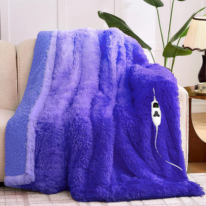 Heated Electric Blanket Throw,Warm Winter Birthday Gifts for Women Her Grandma-Faux Fur with Soft Sherpa,10 Heat Settings,5 Time Settings with Fast Heating, 50x60, Rainbow
