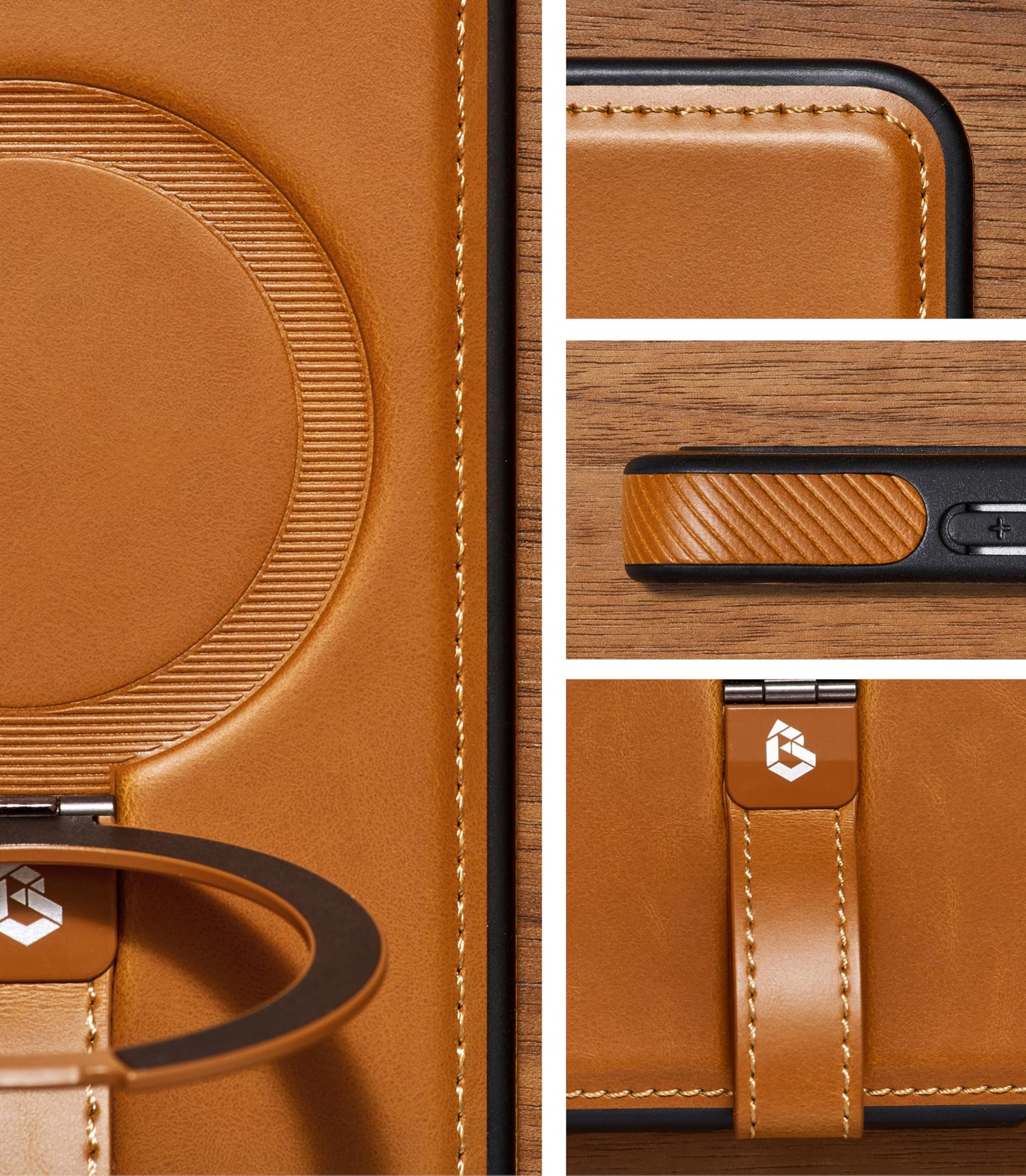 Butaiga for Samsung Galaxy S26 Ultra Case Leather with Stand, Anti-Slip Grip Ring, Fits for MagSafe (Brown, S26 Ultra)