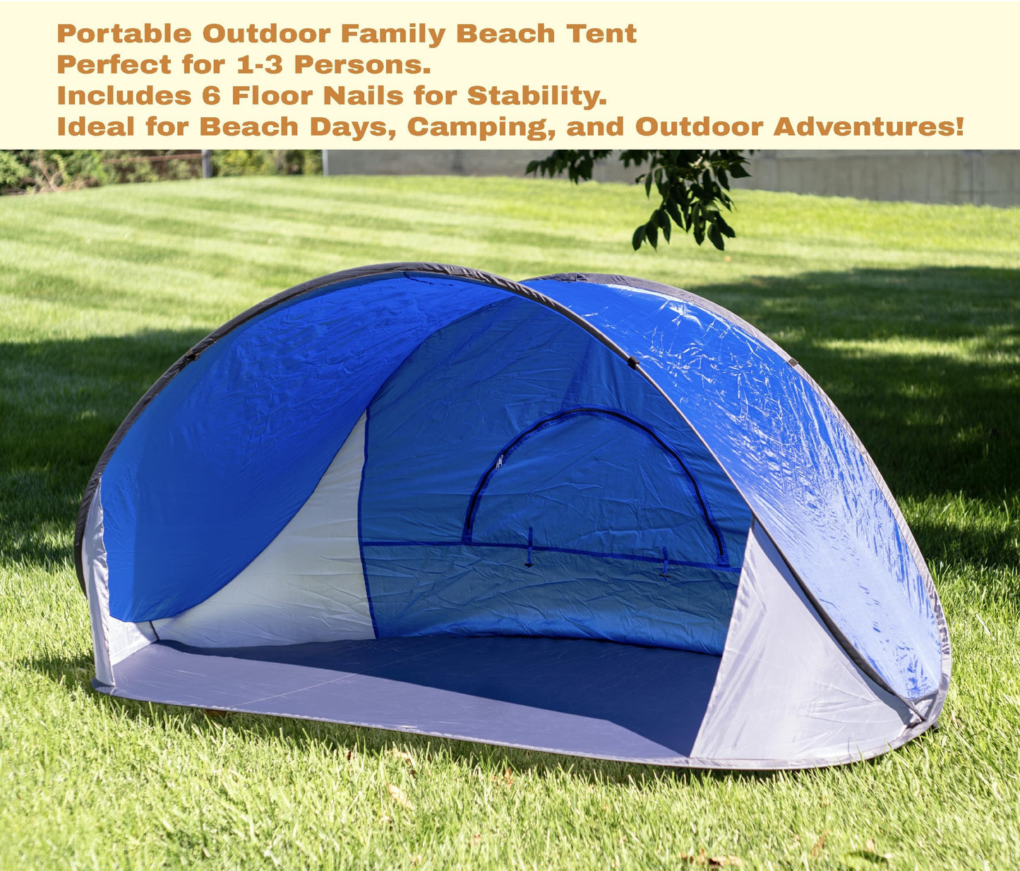 Pop-Up Beach Tent Sun Shade Portable Outdoor Family Shade Tent with Carrying Bag (Shelter Measures: 86" L x 47" W x 39" H)