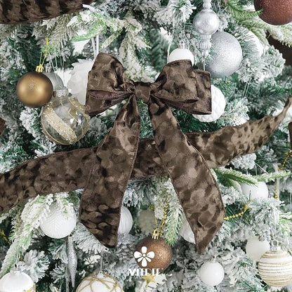 MEEDEE Brown Velvet Ribbon 2.5 inch Thick Velvet in 10 Yards Spool Fall Wired Ribbon for Wreaths, Christmas Tree, Gift Wrapping, Garland, Wreaths, Bows, Swags, Crafts Supply