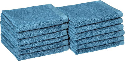 Amazon Basics Soft Cotton Washcloths, Lake Blue