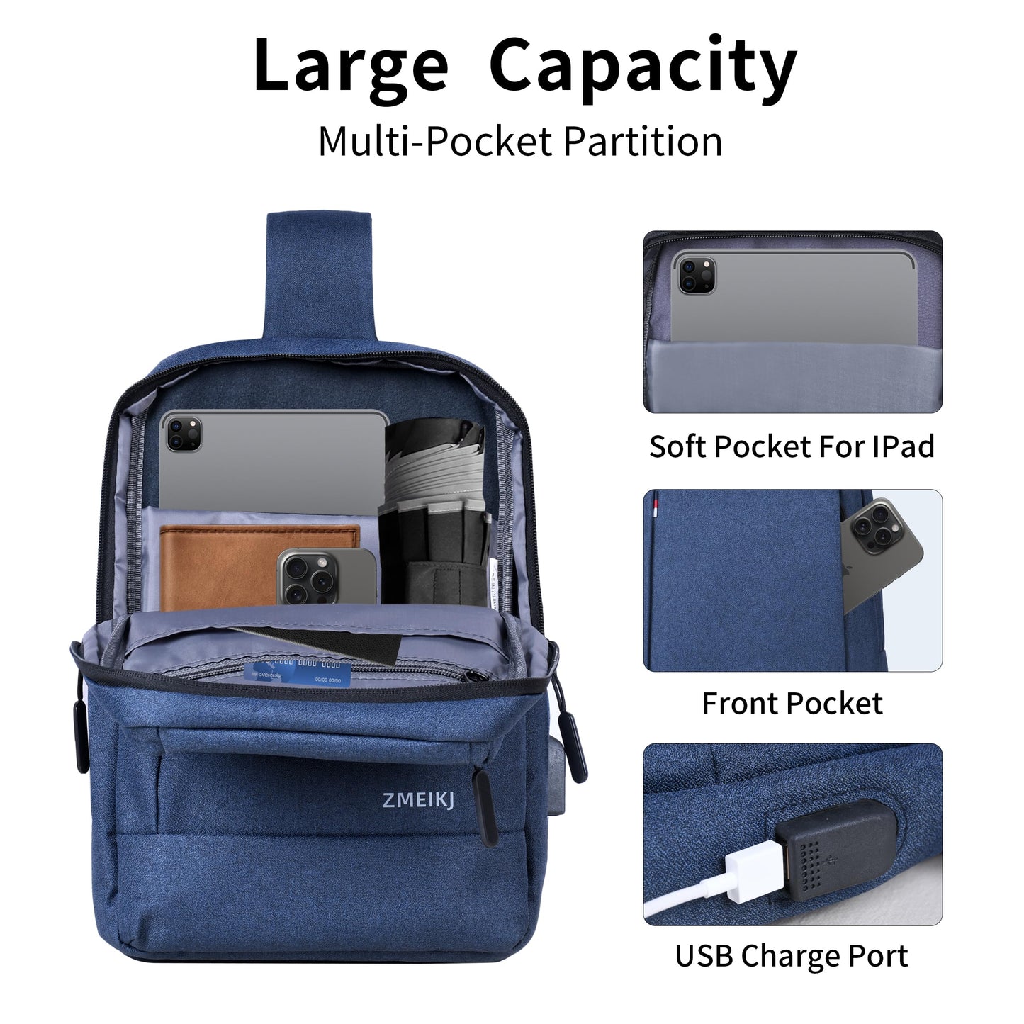 ZMEIKJ 9-11 Inch iPad Bag Tablet Sleeve Satchel Messenger Sling Shoulder Strap Carrying Case for Fire Laptop Kindle or Others