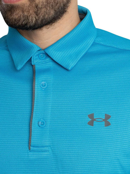 Under Armour Men's Tech Golf Polo, (453) Ether Blue / / Pitch Gray, Small