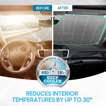 BDK Pastel Flowers Front Windshield Sunshade Accordion Folding Style Auto Shade for Cars Trucks SUVs Vans Blocks UV Rays Sun Visor Protector Easy Setup Keeps Your Vehicle Cool (58" x 27")
