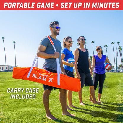 GoSports Slam X Huge 21 ft x 21 ft 4 Way Volleyball Game Set - Ultimate Backyard & Beach Game for All Skill Levels