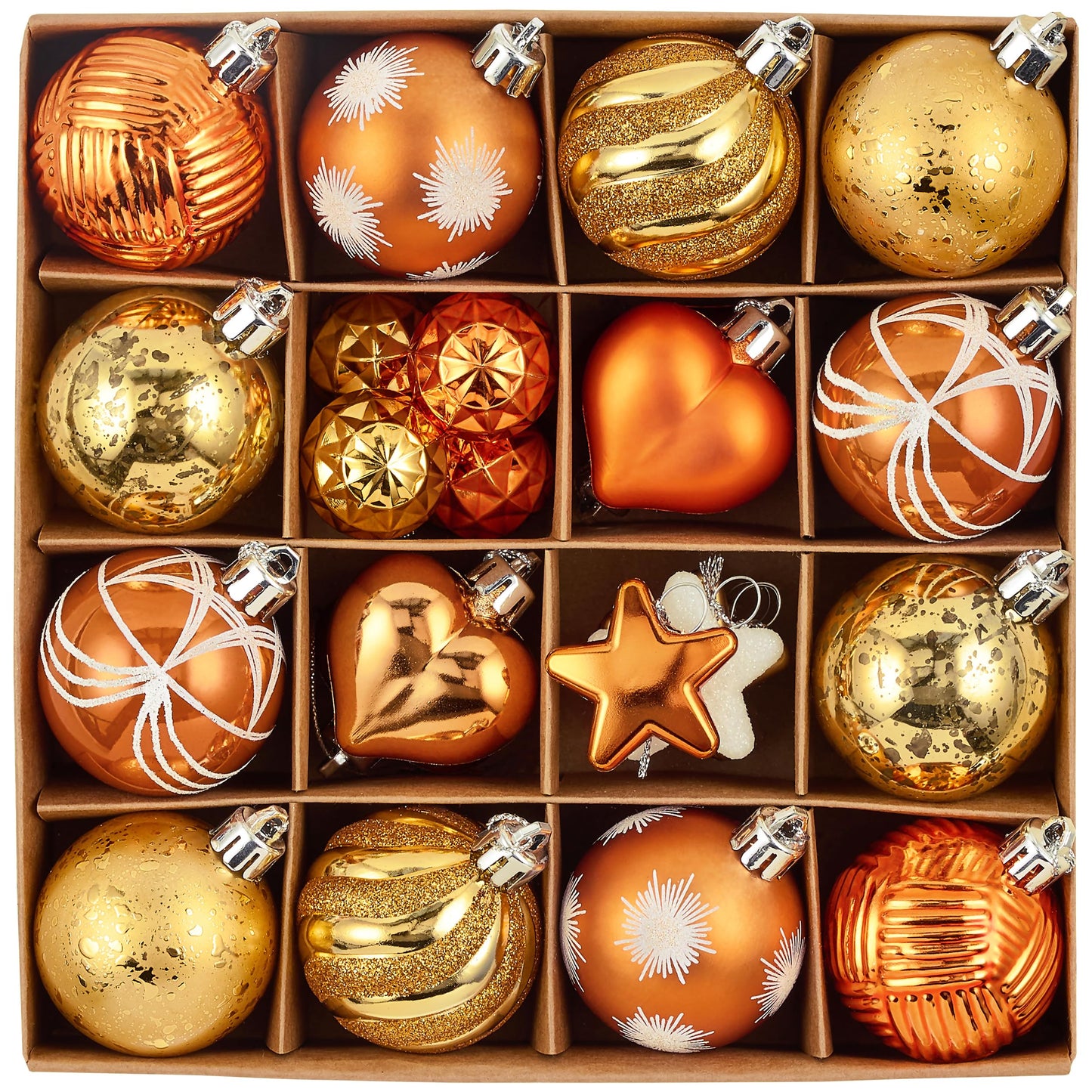 Valery Madelyn 28Pcs Fall Heart Shaped Ornaments Gift Pack, Thanksgiving Autumn Craft Painted Tree Heart Decorations, Orange Christmas Baubles Hanging Harvest Halloween Holiday Decor