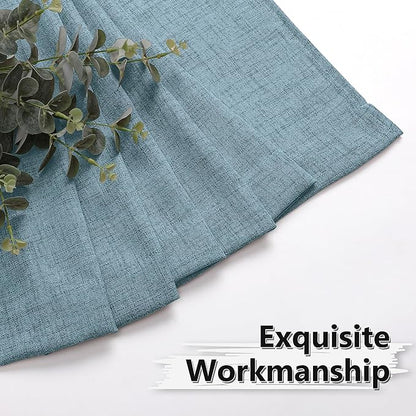 Tollpiz Linen Tier Curtain Rod Pocket Semi Sheer Half Kitchen Curtains Burlap Light Filtering Thick Linen Drape for Bathroom, 30 x 36 inches Long, Dusty Blue, Set of 2 Panels