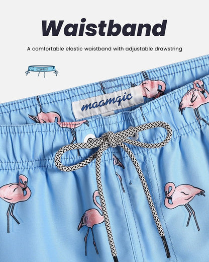 maamgic Mens Swim Trunks Quick Dry Swim Shorts with Mesh Lining Funny Swimwear Bathing Suits 7inch Flamingo Blue XX-Large