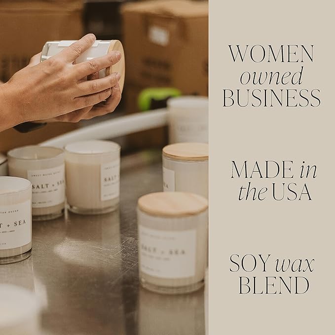 Sweet Water Decor Farmhouse Candle | Autumn, Cinnamon, and Nutmeg, Fall Scented Soy Candles for Home | 11oz White Glass + Wood Lid, 50+ Hour Burn Time, Made in The USA