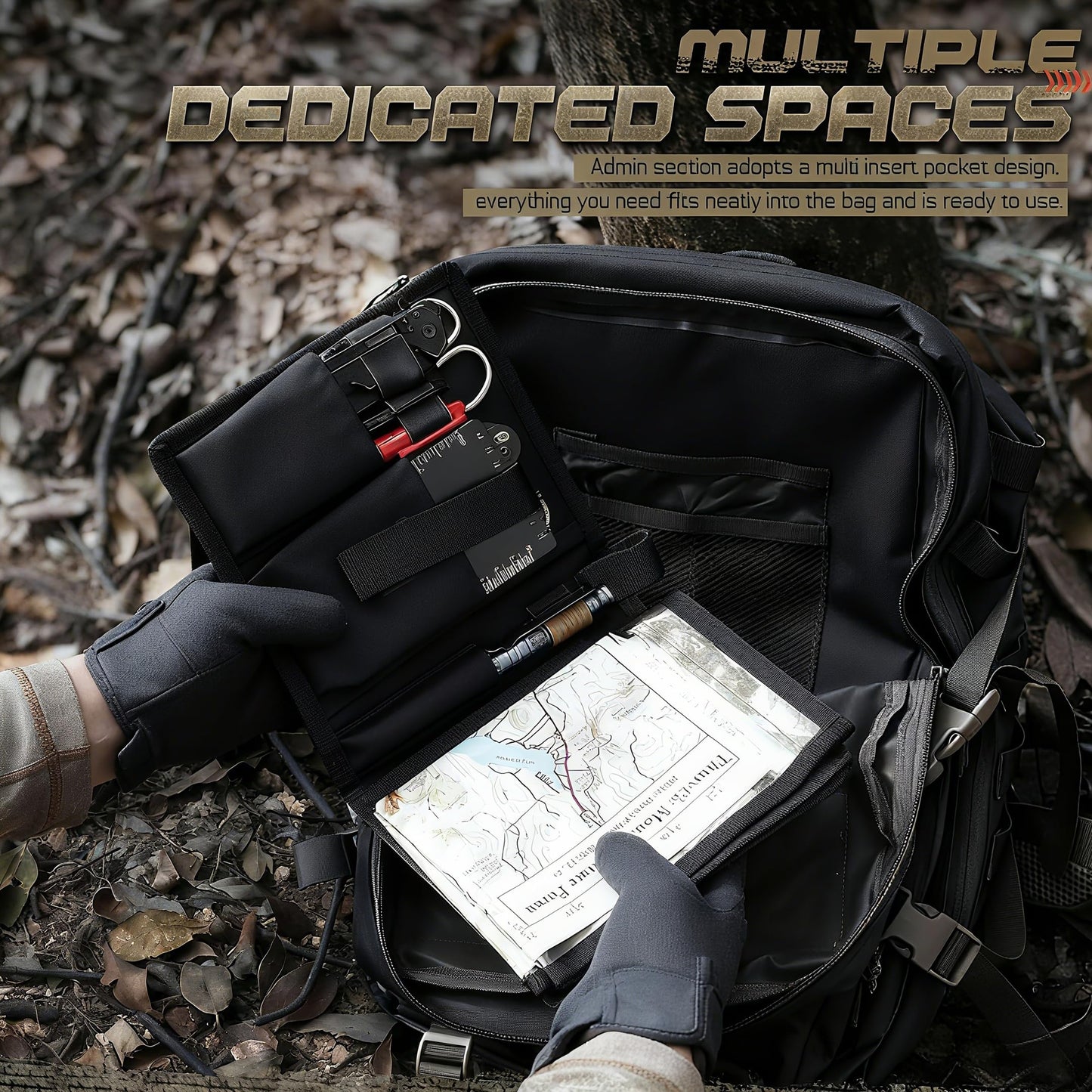 GORELAX Tactical Map Case - Military-Grade Army Gear for Land Navigation Kit, Waterproof TPU with Rapid-Access Window & MOLLE, US Flag Patch Included