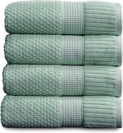 NY Loft 100% Cotton Bath Towel 4 Pack | Super Soft & Absorbent Quick-Dry Bath