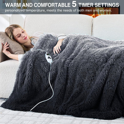 Heated Electric Blanket Throw,Warm Winter Birthday Gifts for Women Her Grandma-Faux Fur with Soft Sherpa,10 Heat Settings,5 Time Settings with Fast Heating, 50x60, Rainbow
