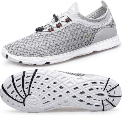 DOUSSPRT Men's Water Shoes Quick Drying Sports Aqua Shoes Grey Size 10