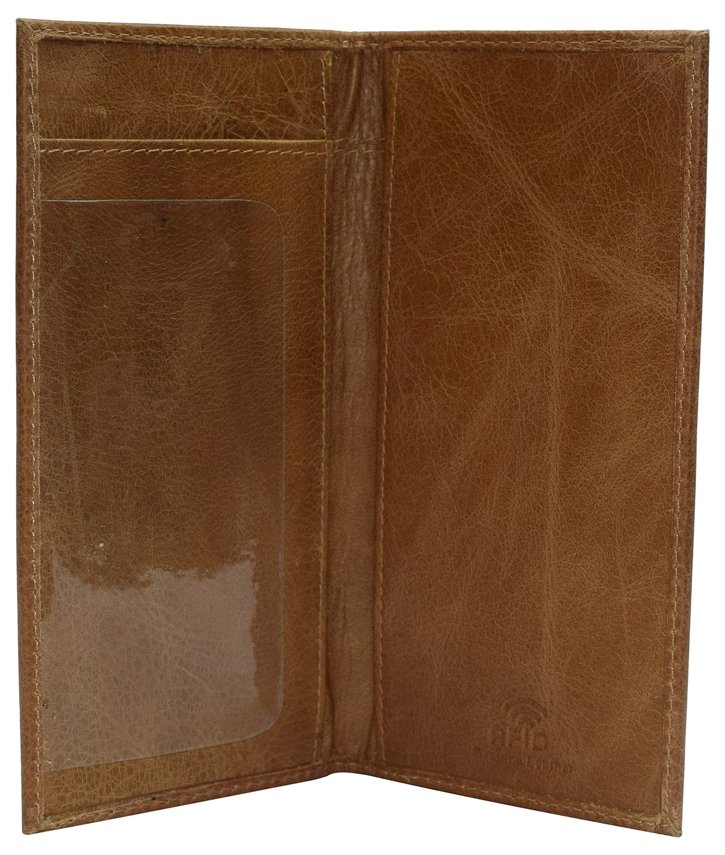 Genuine Leather Checkbook Cover For Men & Women Checkbook Holder Wallet RFID Blocking USA Series (Tan Plain)
