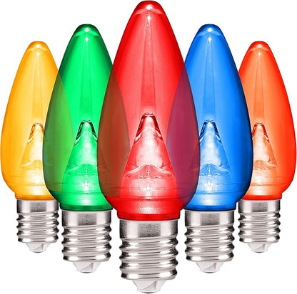 Holiday Lighting Outlet Smooth C9 Christmas Lights | Multicolor LED Bulbs for Indoor & Outdoor Christmas Decor | Set of 25
