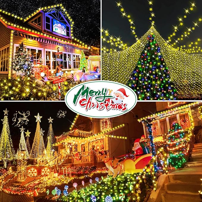 Hezbjiti 2 Pack 1000 LED 403 FT Christmas String Lights Outdoor, 8 Lighting Modes IP44 Waterproof Fairy Lights with Timer and Dimmable Function for Party Tree Decorations (Warm White, Clear Wire)