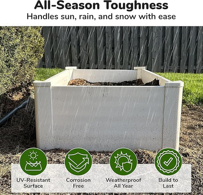 Raised Garden Bed - 2x4 ft Planter Box - White HDPE - No Tools Needed - DIY Kit for Urban Gardening, Flowers, Herbs & Vegetables - Made in The USA